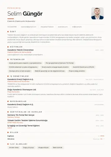 Elektrikçi CV Örnekleri cv indir